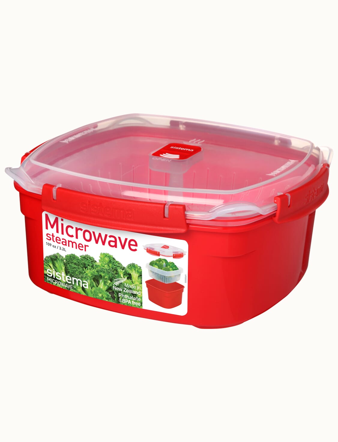 Microwave Rice Steamer Cooker BPA Free 2.6L Red