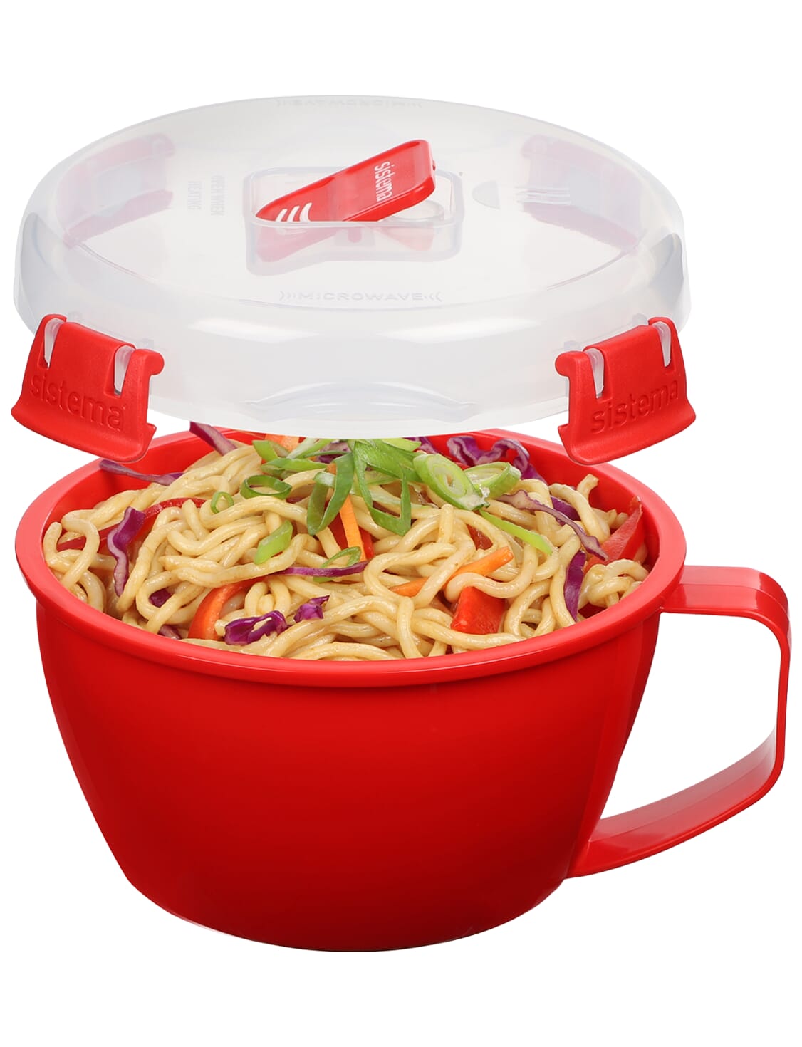 Red 31.7 Oz Details about   Sistema 1109ZS Microwave Collection Noodle Bowl 