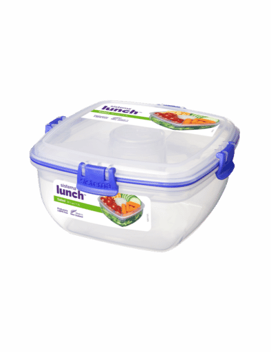 Sistema 18-Piece Food Storage Containers with Lids for Lunch, Meal Prep,  and Leftovers, Dishwasher Safe, Clear/Blue