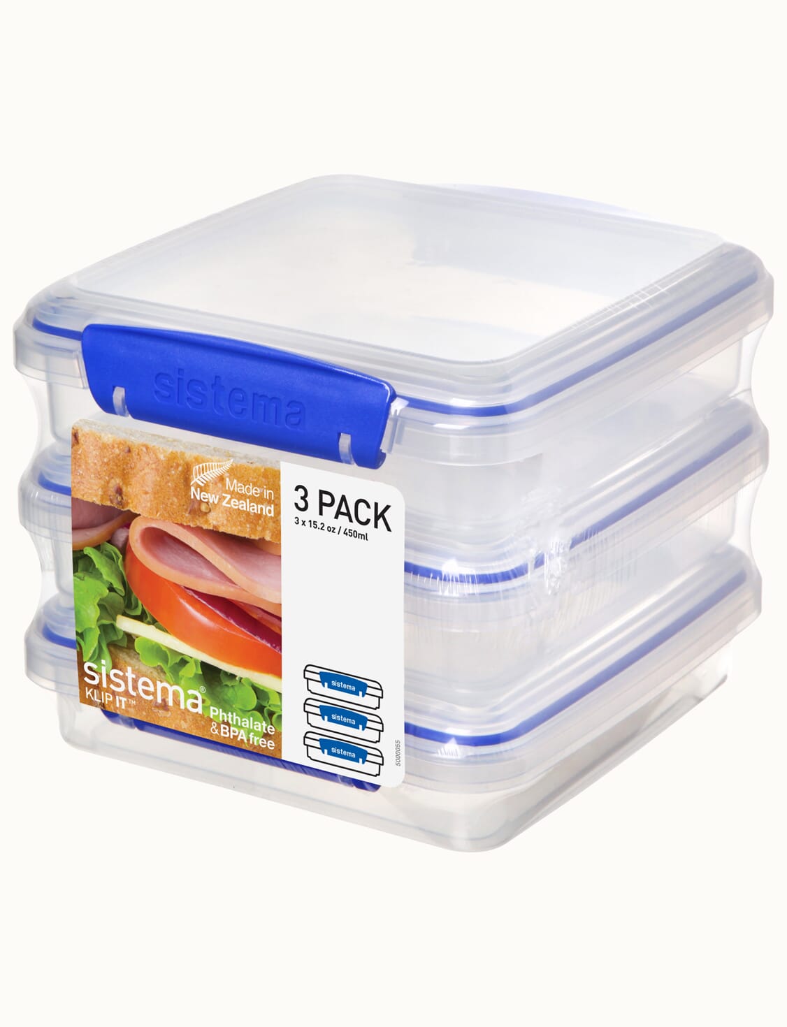 450ml Sandwich Box 3 Pack Mixed