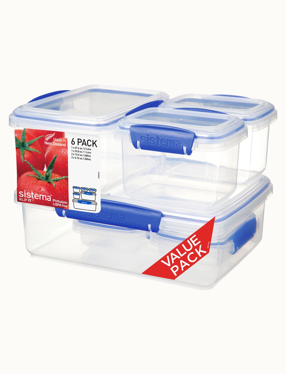 mDesign Small 7 Stackable Plastic Food Storage Organizer Bin - 6 Pack -  Clear