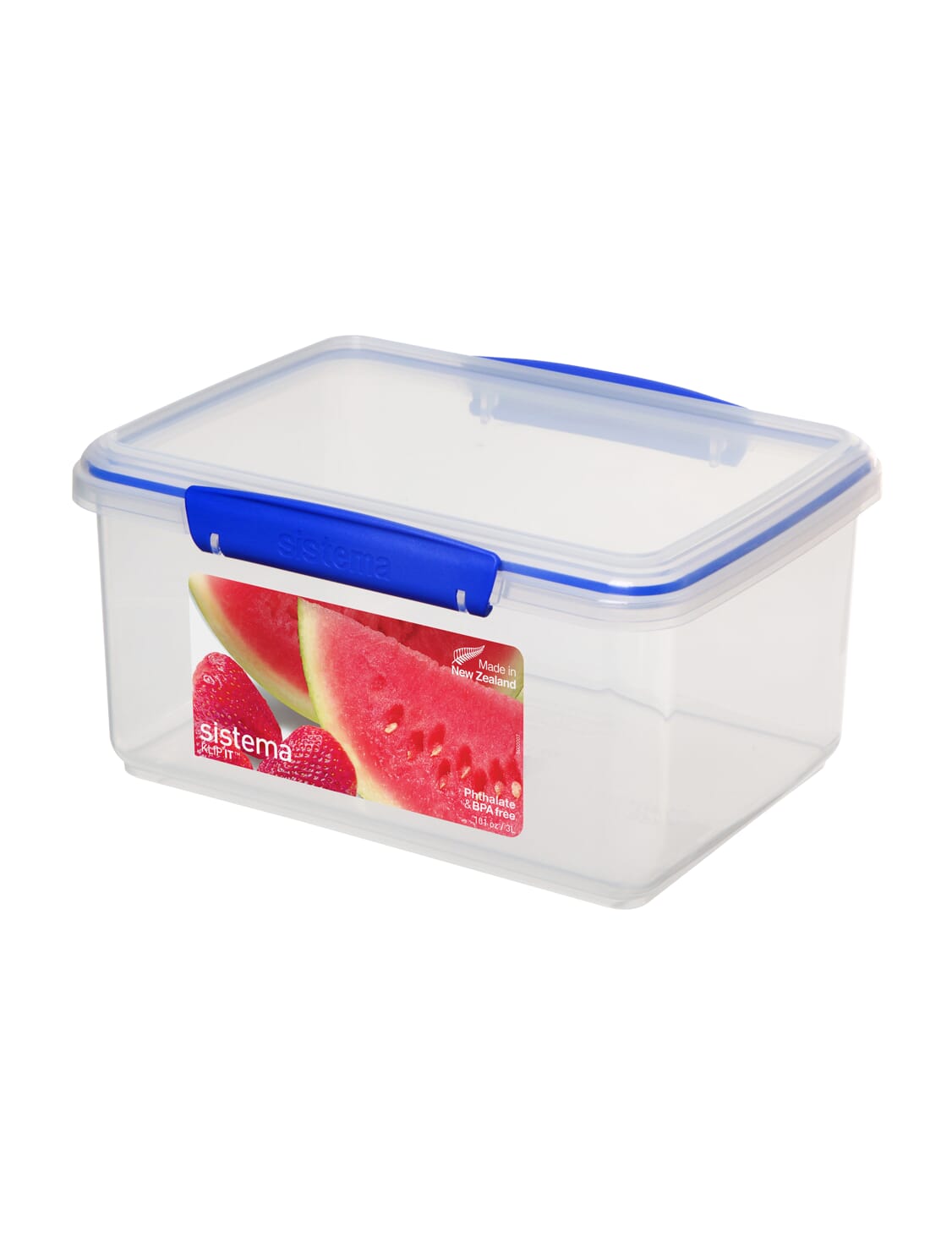 Sistema KLIP IT Seal Food Storage Container 2 Litre Clear & Blue Freezer Safe 
