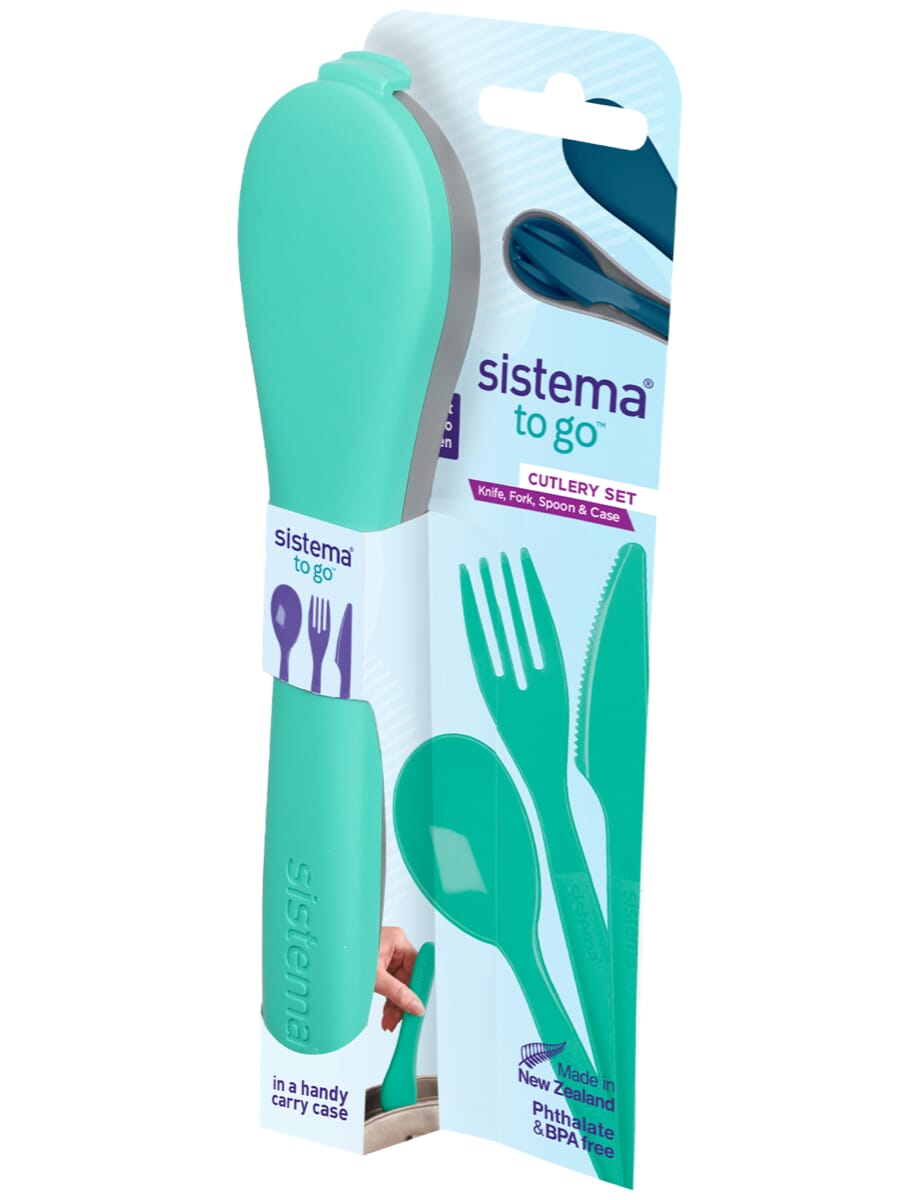 Sistema Cutlery Set Green Coloured Cutlery Set in a Neat Little Carrying case 