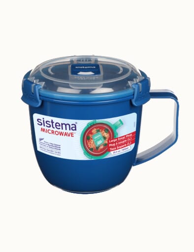  Sistema Microwave Soup Mugs, Microwave Food Containers with  Steam Release Vents, 656 ml, BPA-Free, Recyclable with TerraCycle, Red
