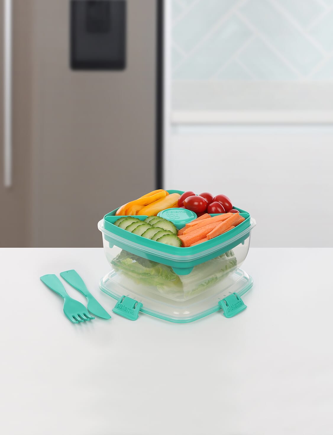 Sistema 1.1 Liter To Go Split Lunch Box, Minty Teal 