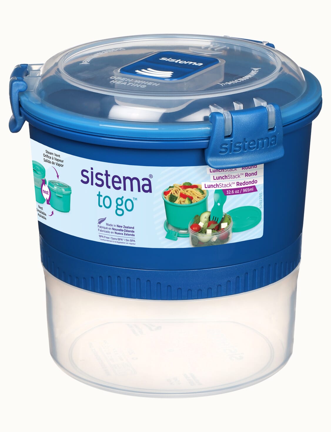 965ml LunchStack™ TO GO™ Round-Ocean Blue