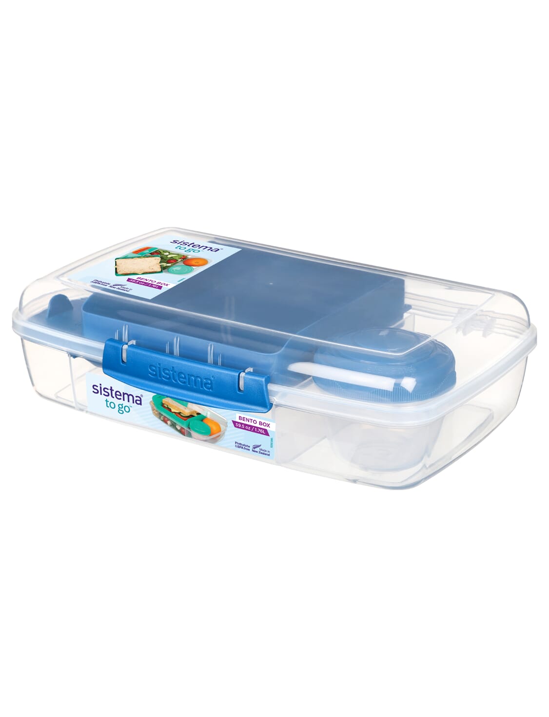 Sistema Bento Box to Go with Fruit/Yogurt Pot Clear/Blue 1.76 L 