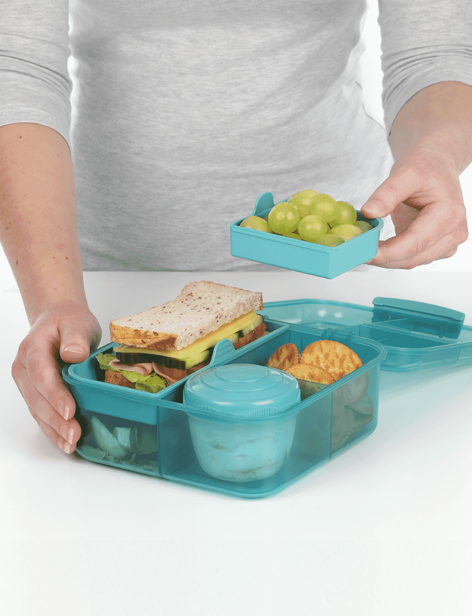 Sistema Bento Box To Go Lunch Box With Yoghurt/Fruit Pot 1.25 L Made Using  Recycled Plastic Recyclable With Terracycle Teal Stone