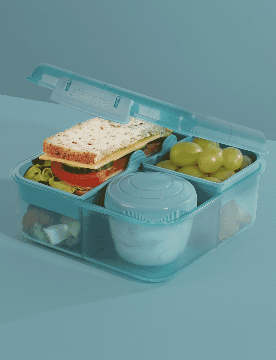 1.25L Bento Cube with Yogurt Pot-Teal Stone