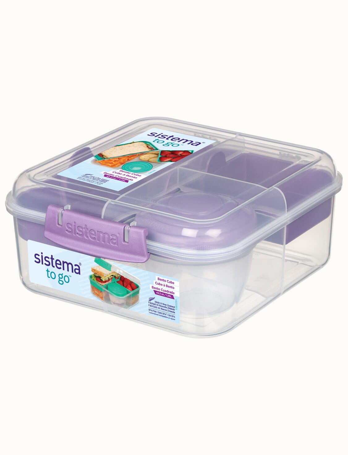 1.25L Bento Cube TO GO™ with Yogurt Pot-Misty Purple