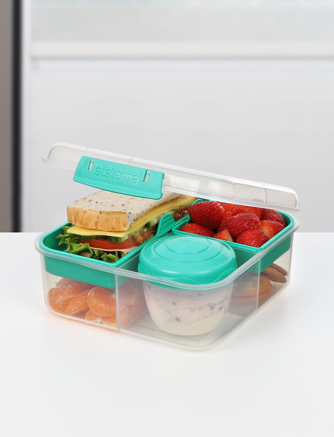 1.25L Bento Cube TO GO™ with Yogurt Pot-Minty Teal