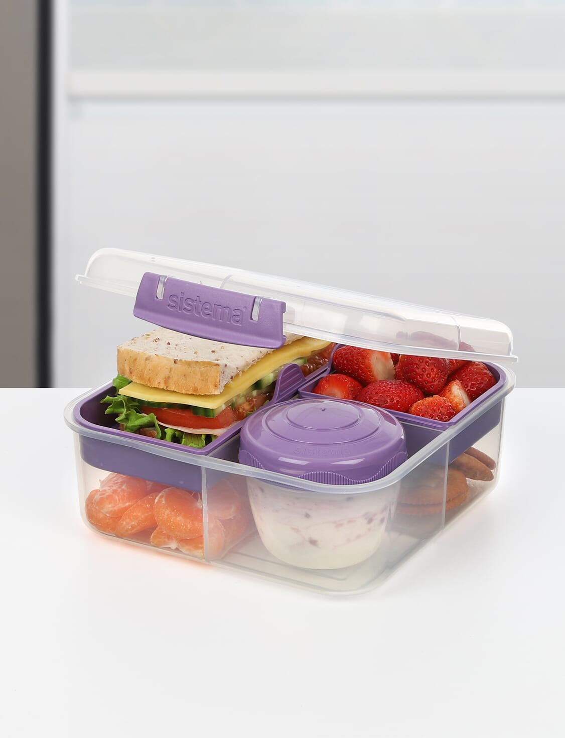 1.25L Bento Cube TO GO™ with Yogurt Pot-Misty Purple