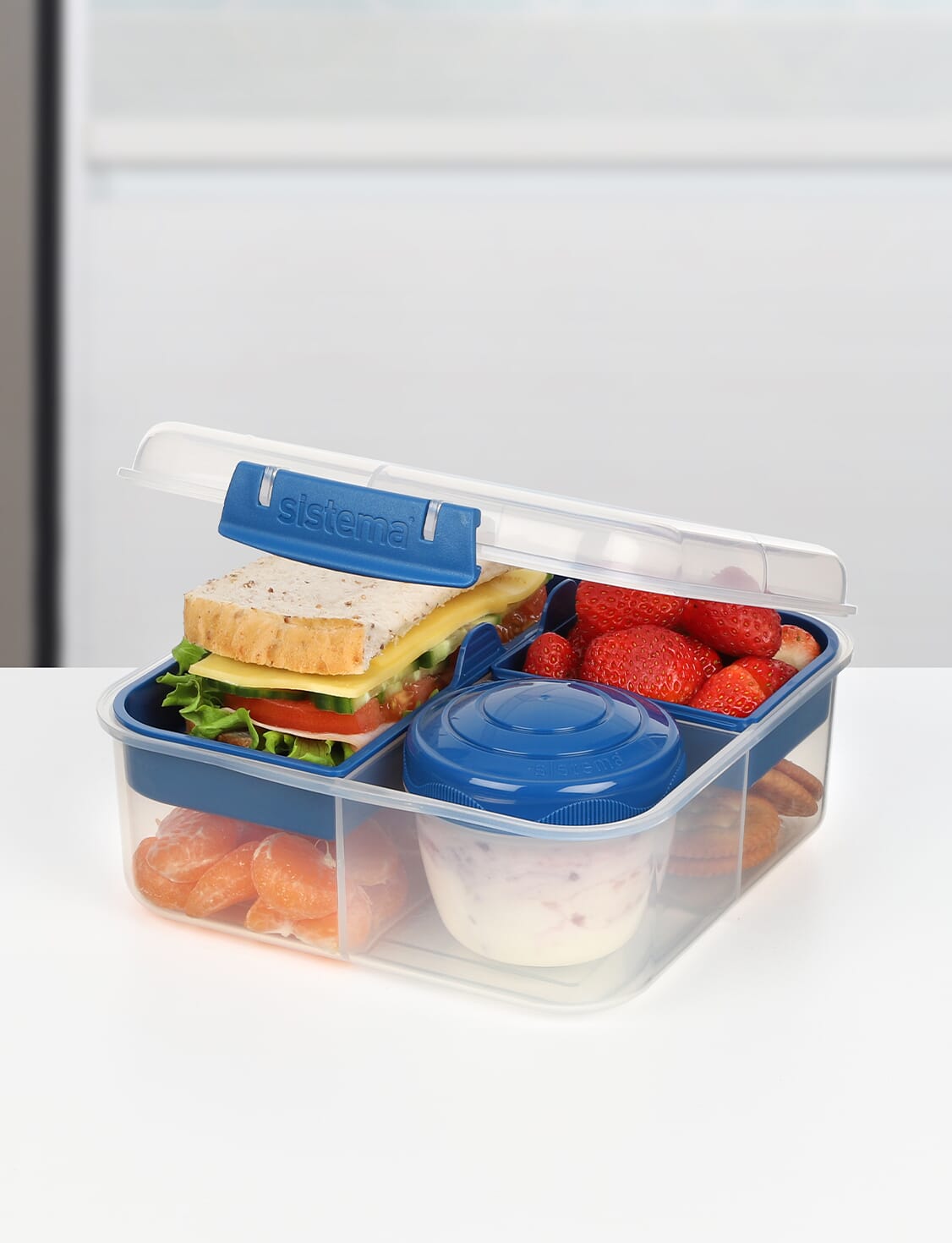 Sistema Bento Box To Go Lunch Box With Yoghurt/Fruit Pot 1.25 L Made Using  Recycled Plastic Recyclable With Terracycle Teal Stone