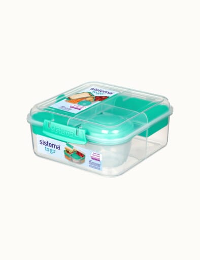 Sistema Ribbon Lunch Box 1.1L With Mini Bite Work School Lunch Box Yogurt  Pot