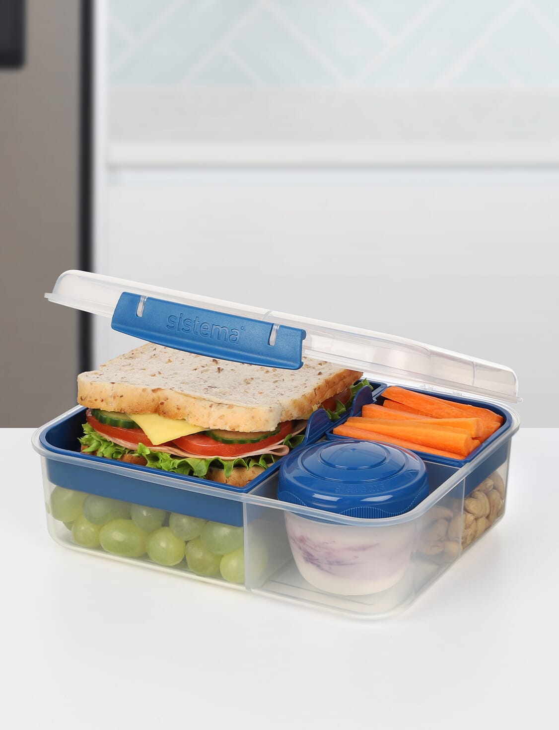 Sistema, Bento Lunch to Go Lunchbox, Multi Compartment, Blue 