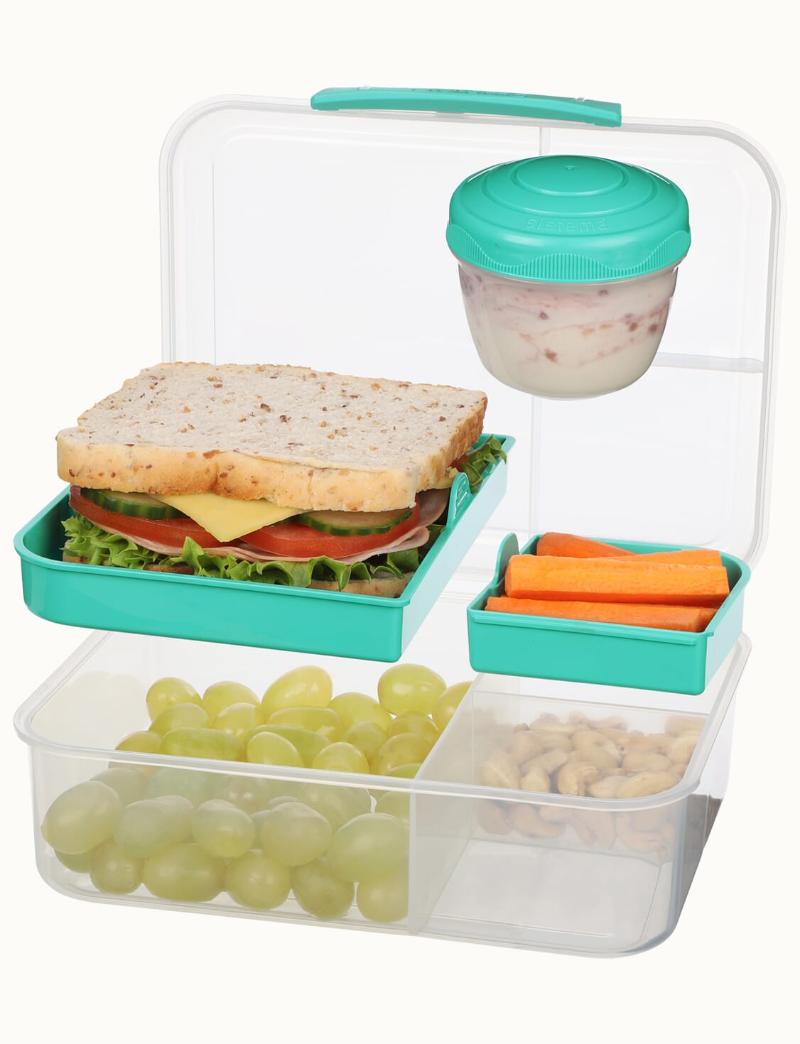 Sistema Ribbon Lunch Box 1.1L With Mini Bite Work School Lunch Box Yogurt  Pot