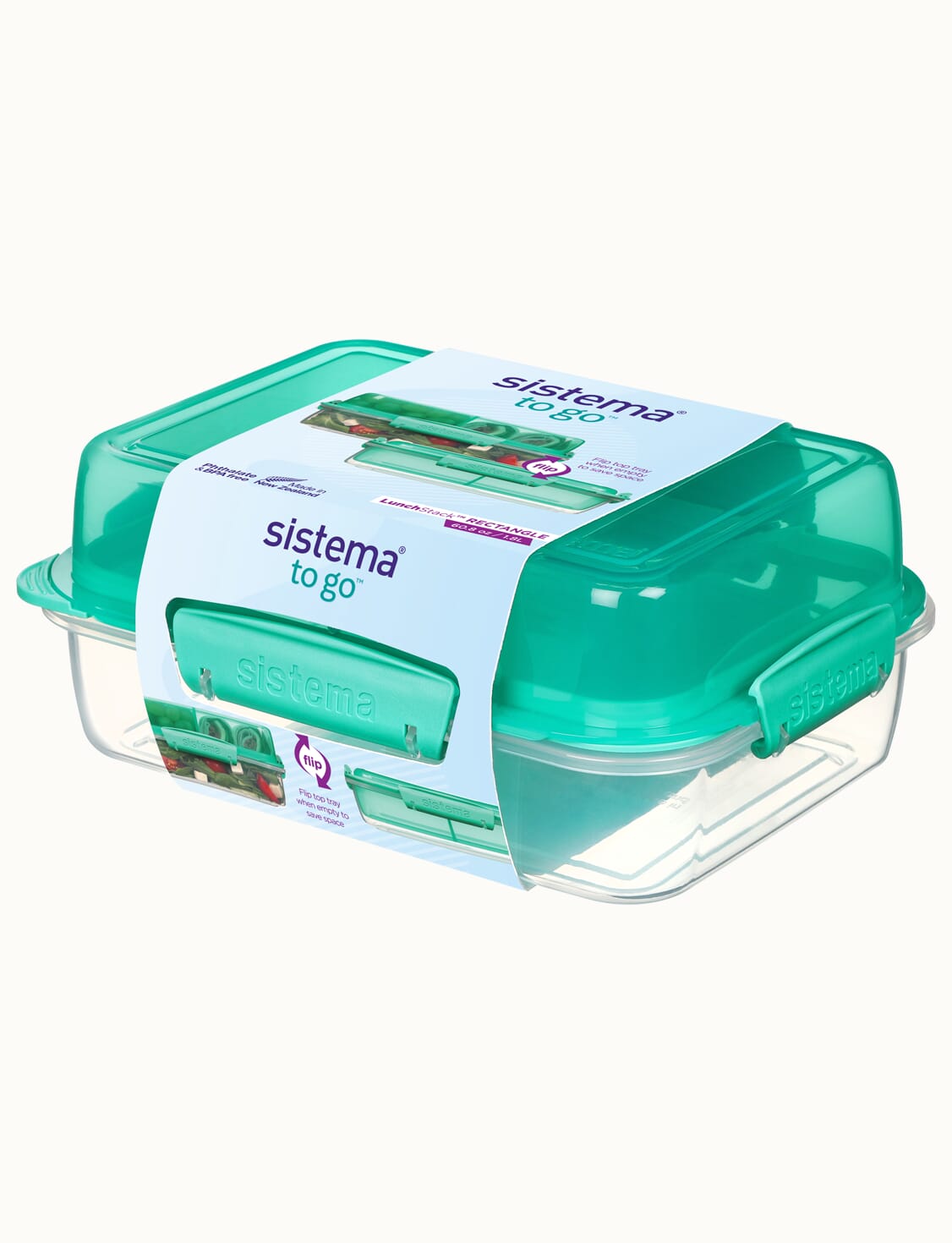 Sistema Lunch Stack to Go, Stackable Lunch Containers, 4-Pack