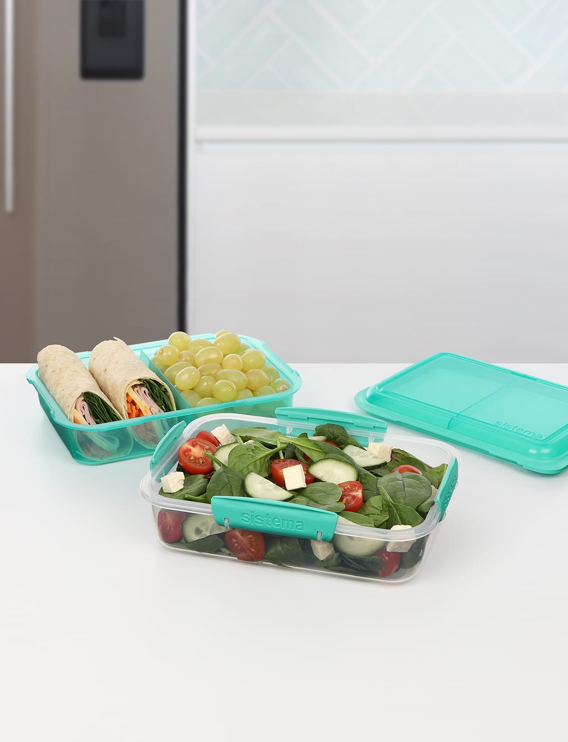 Sistema Ribbon Lunch Box 1.1L With Mini Bite Work School Lunch Box Yogurt  Pot