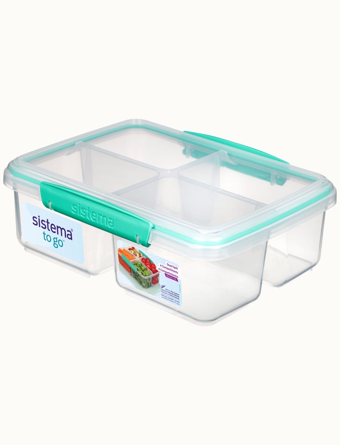 Sistema To Go, 1.65L/6.9 Cups, 1 Pack, Plastic Rectangular Bento Lunch with  Yogurt Pot, Teal 