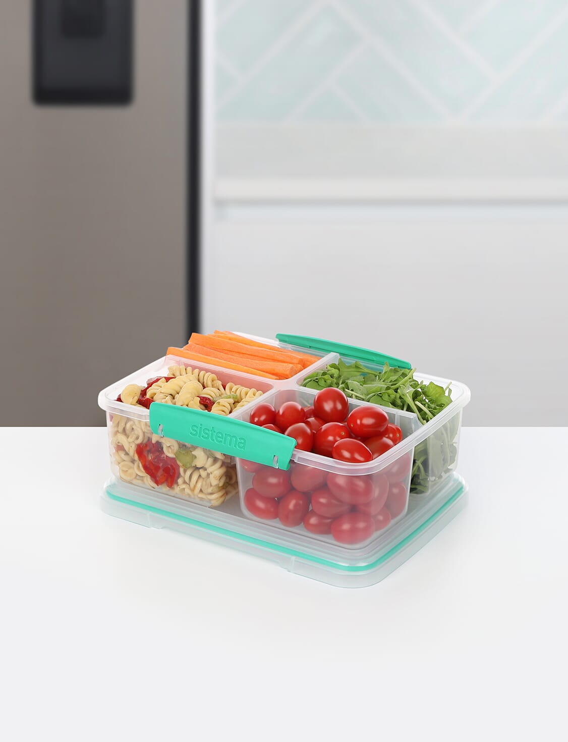 Sistema to go, 1.65L/6.9 Cups, 1 Pack, Teal, Plastic Rectangular Bento  Lunch