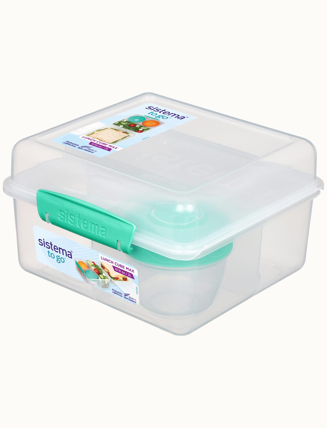 2L Lunch Cube Max TO GO™ with Yogurt Pot-Minty Teal