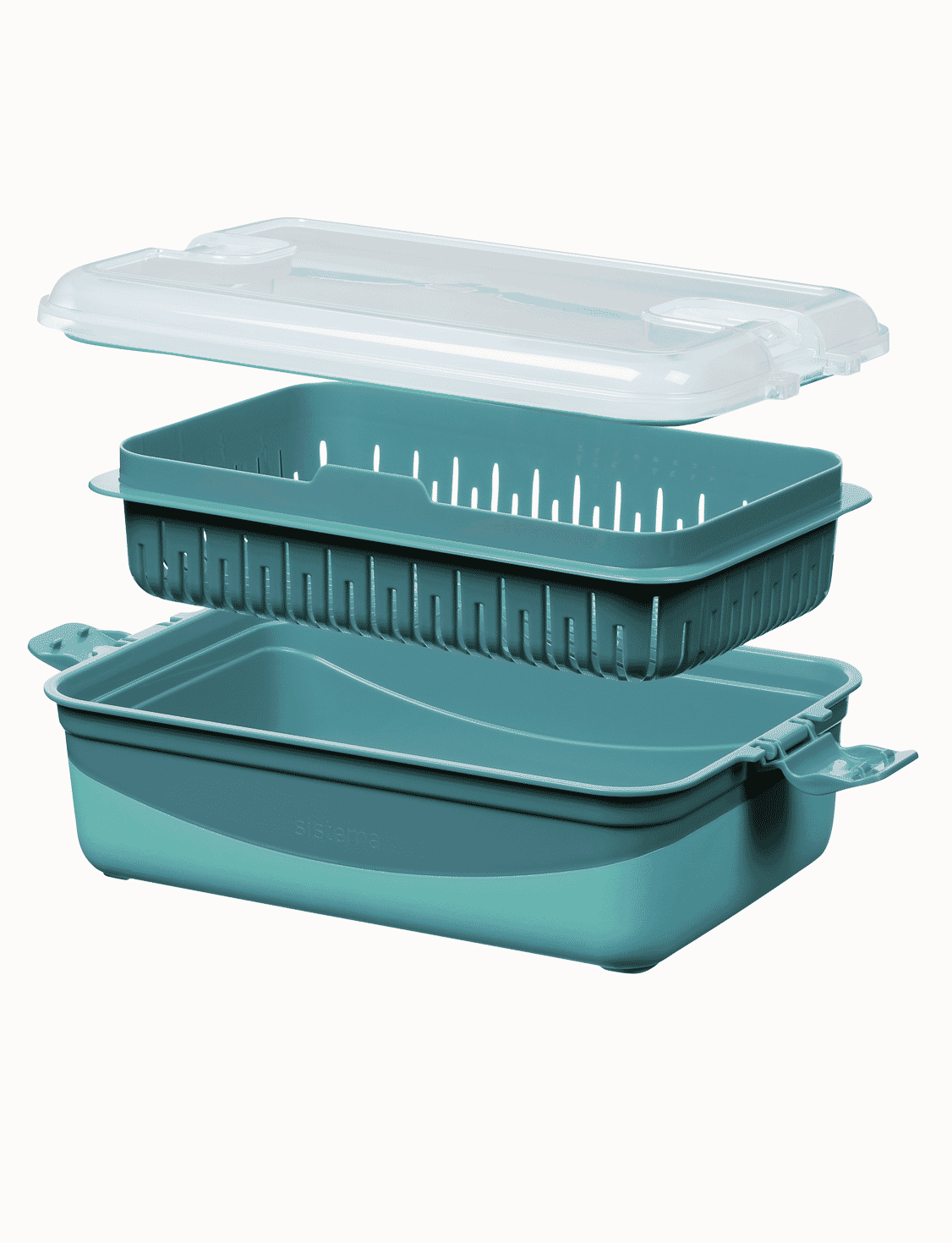 2.45 L Rectangle Steamer Container -Reef Green