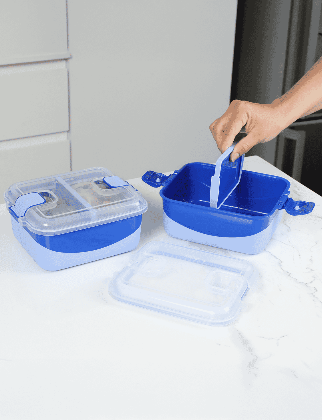 1.35 L Rectangle Container With Divider -Lazuli Blue