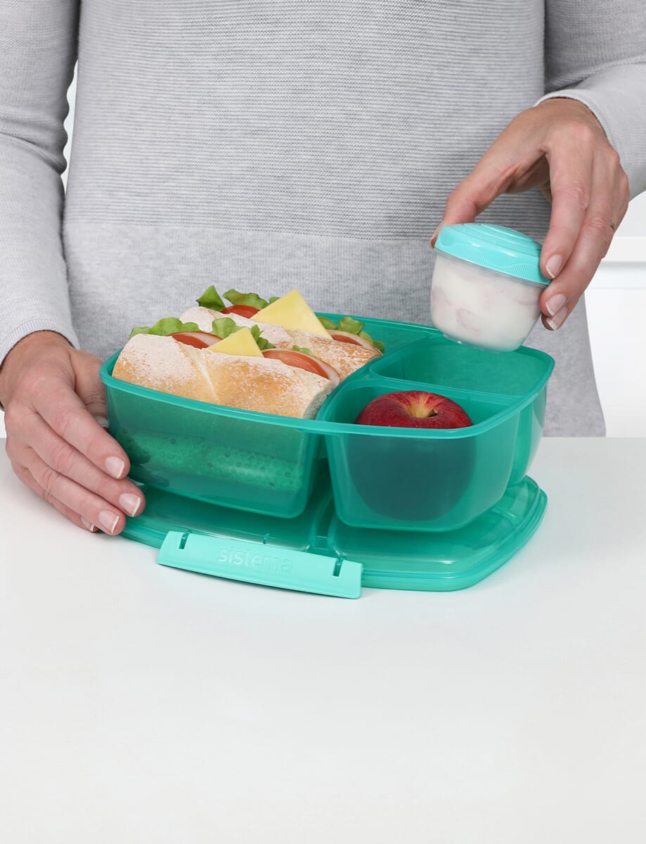 Sistema Lunchbox w. Container - Triple Split Lunch - 2 L - Turquoise