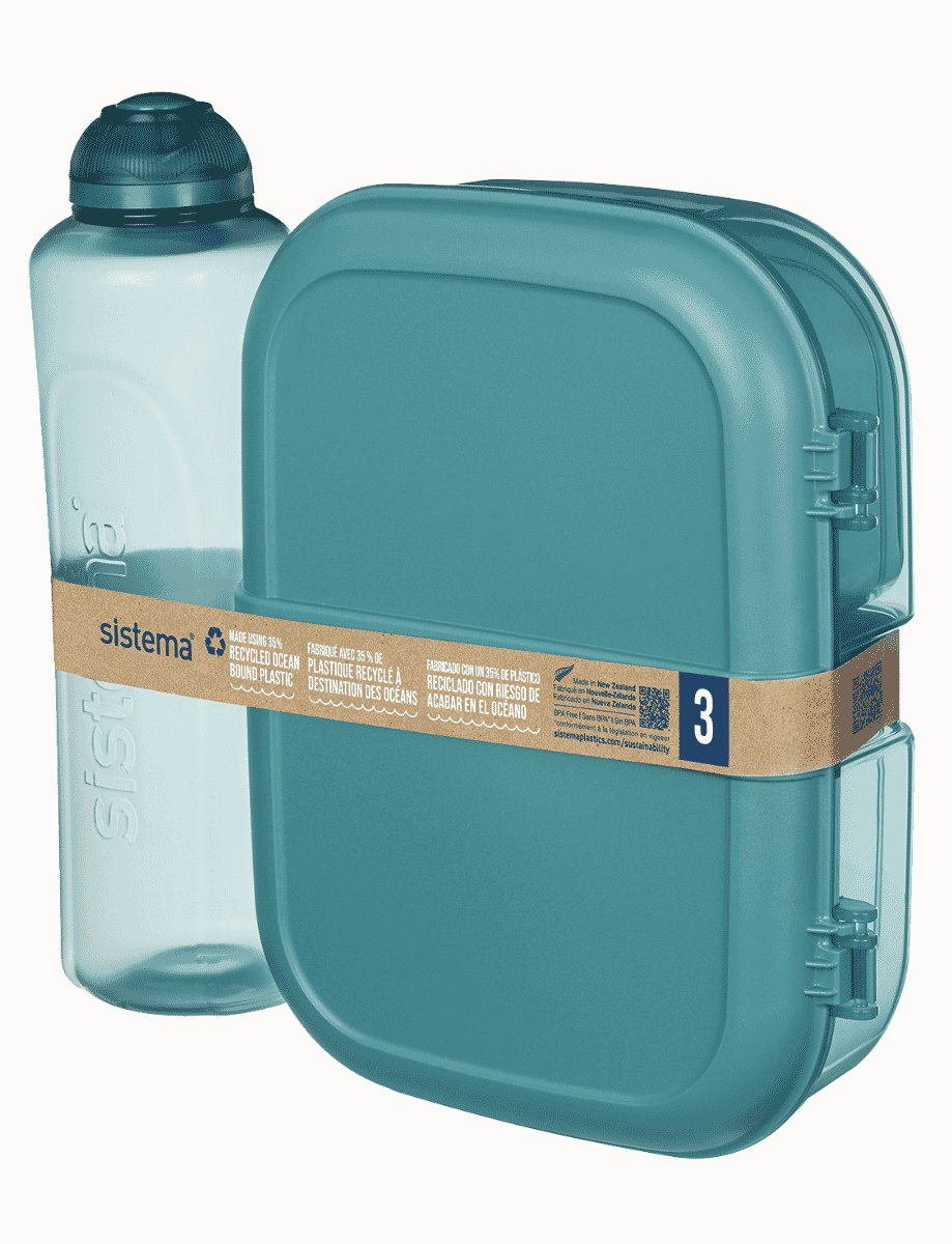 1.1L Ribbon™ Lunch with Mini Bite™ & 480ml Swift™ Bottle Pack-Teal Stone