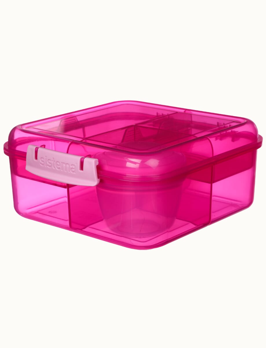 Bento Tek 41 oz Pink and White Buddha Box All-in-One Lunch Box - with  Utensils, Sauce Cup - 7 1/4 x 4 1/4 x 4 - 1 count box