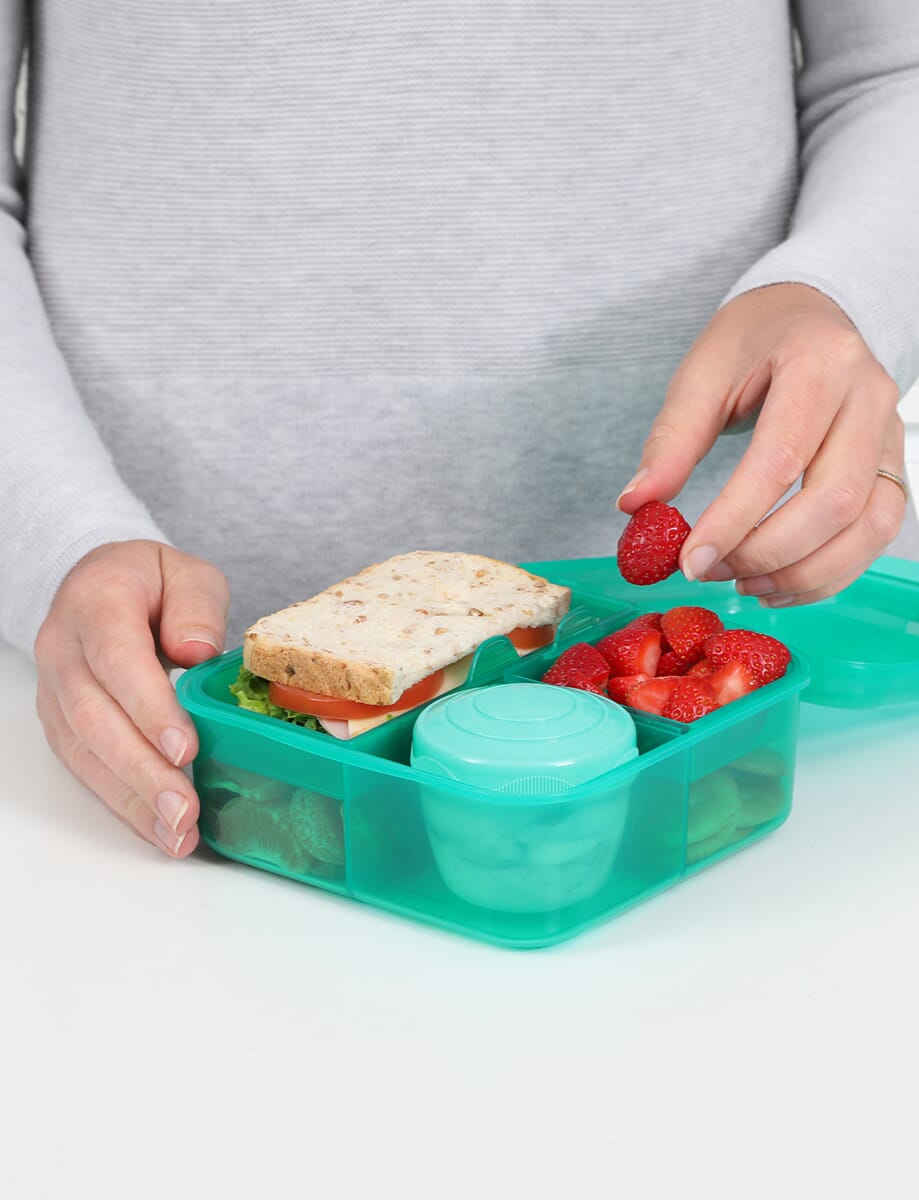 Sistema Bento Box To Go Lunch Box With Yoghurt/Fruit Pot 1.25 L Made Using  Recycled Plastic Recyclable With Terracycle Teal Stone