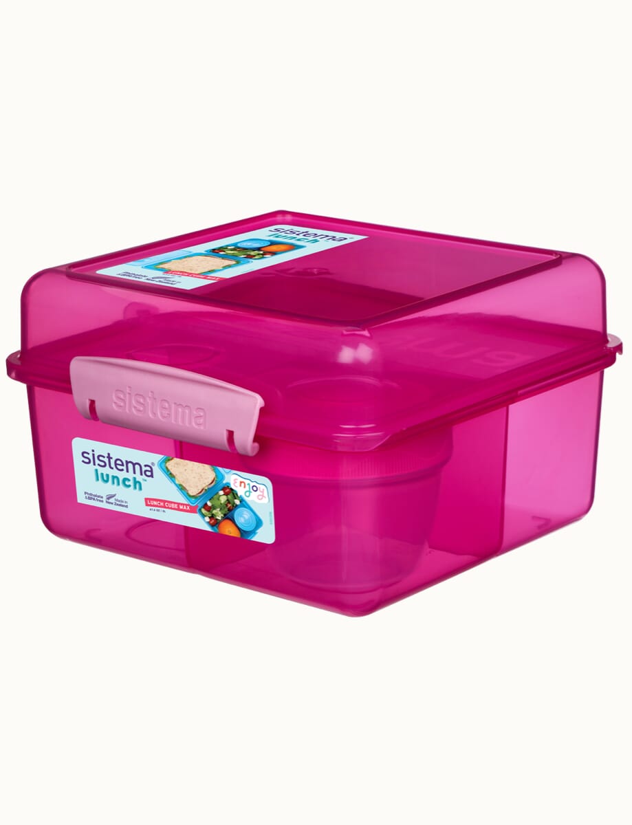 2L Lunch Cube Max with Yogurt Pot-Pink