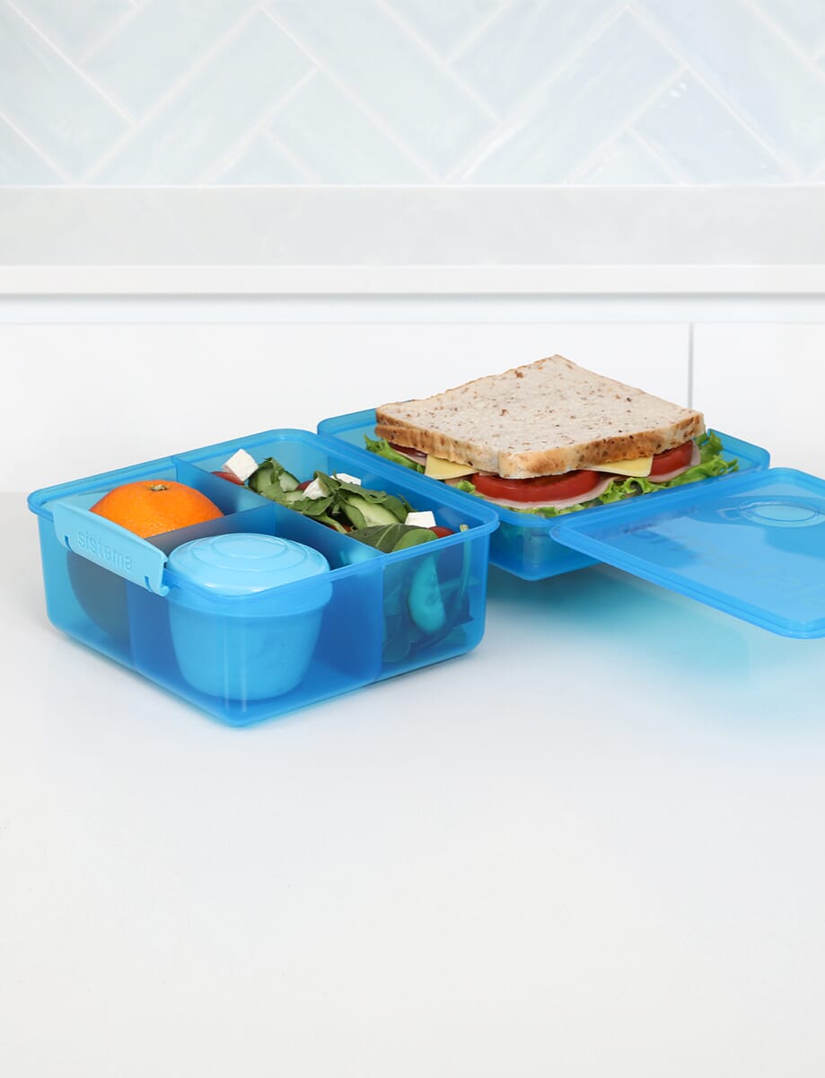 2L Lunch Cube Max with Yogurt Pot-Blue