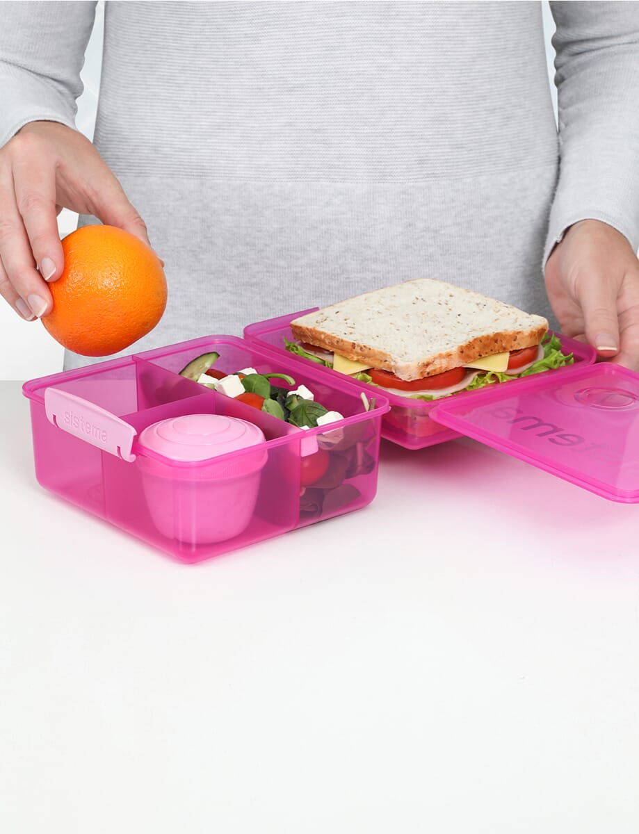 2L Lunch Cube Max with Yogurt Pot-Pink