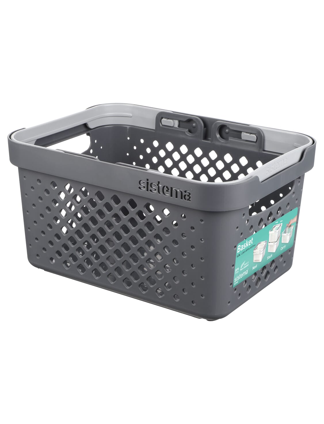 Sistema Stack 'n' Nest Basket-5.25 litre 26.1 x 19.1 x 13.8 cm White/Grey 