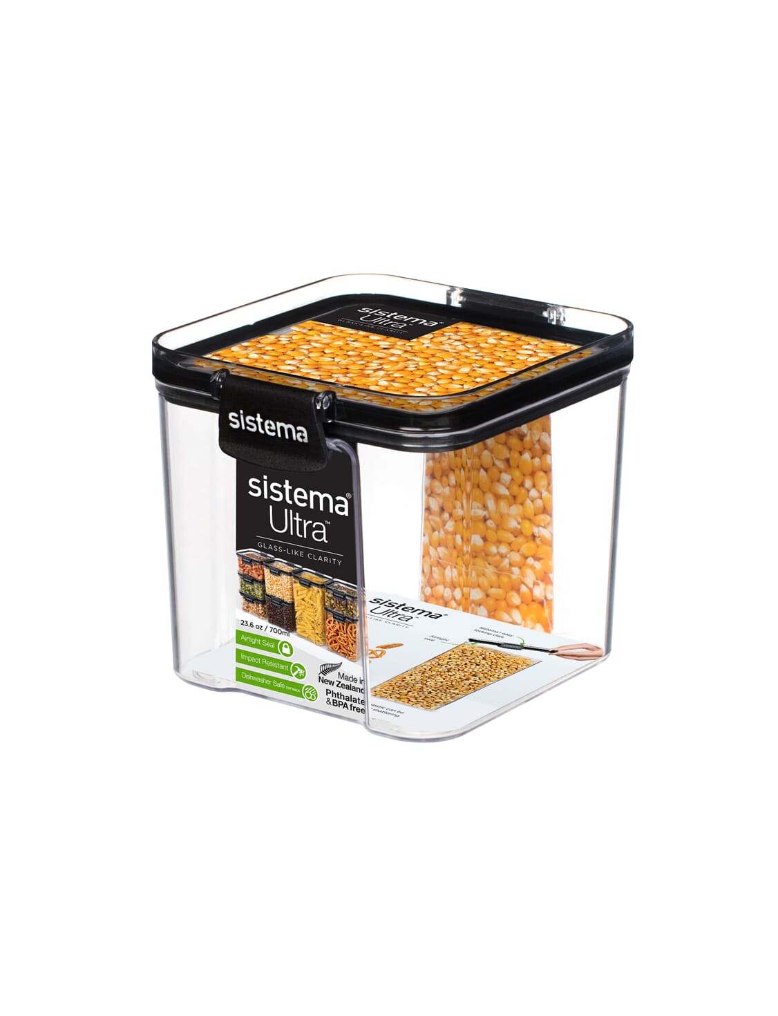 Black Sistema Ultra Square Food Container 1.3L 