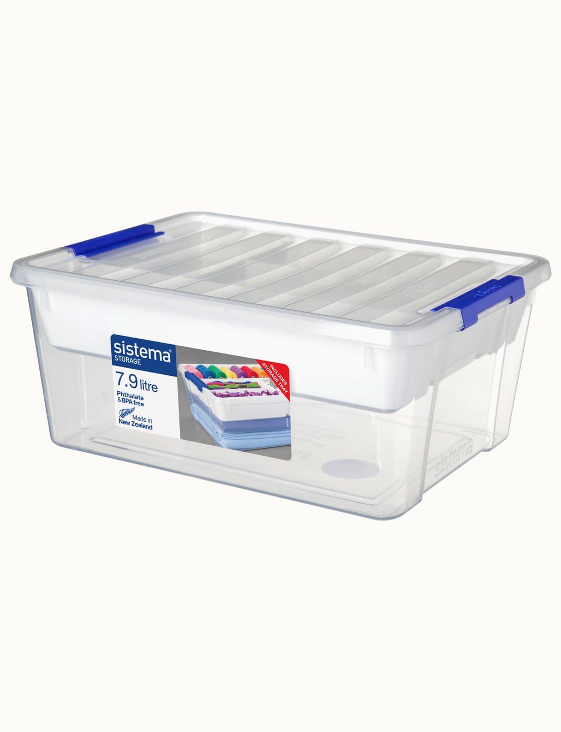 Stackable storage bin with hinged lid, 22L, Plastic File Cabinet:  Streamlined Office Storage