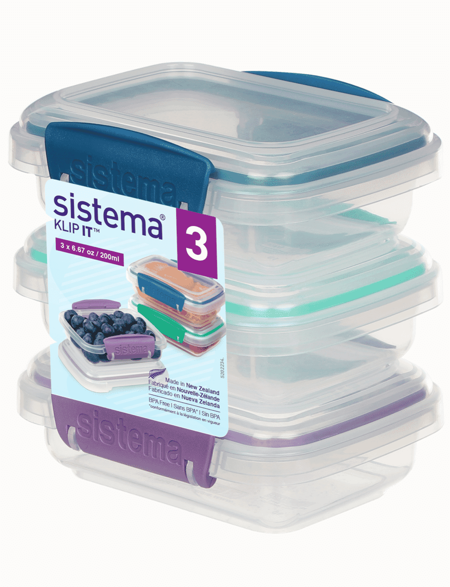 Sistema Klip It Food Storage Container, 200 ml, 3-Pack (Colors May