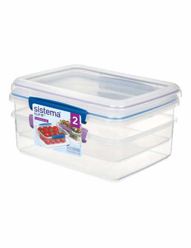 Sistema Klip It 2L Plastic Food Storage Containers, Set of 2