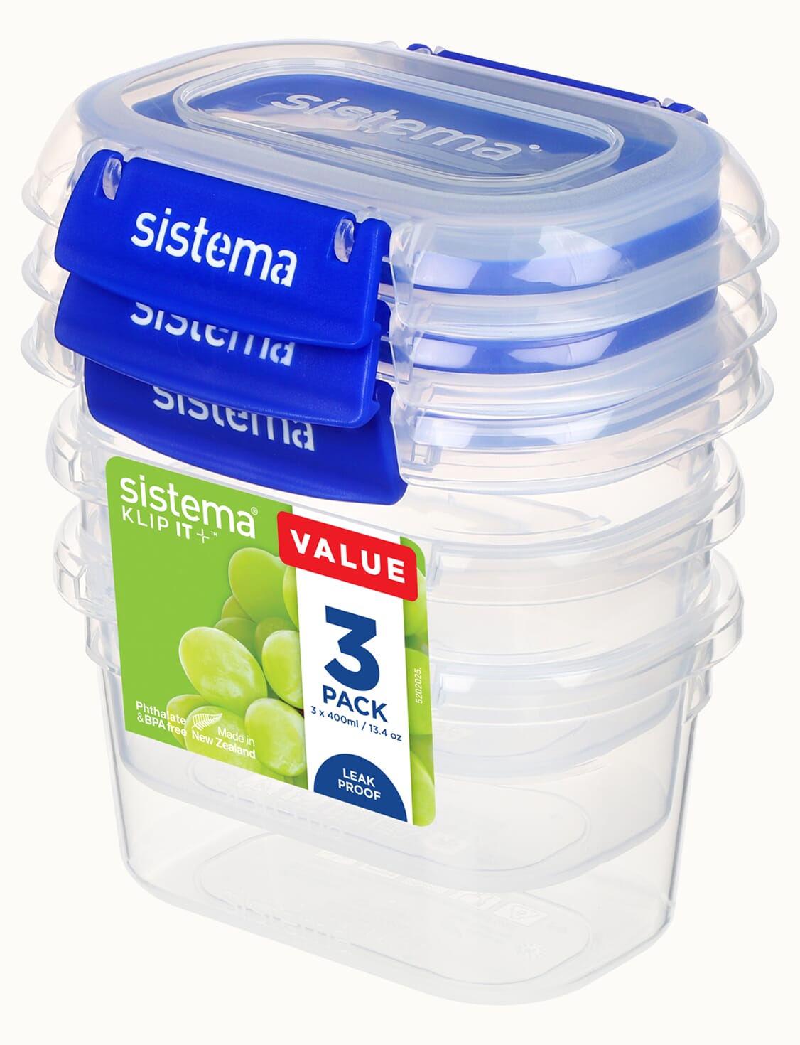 Sistema Klip It Rectangular Container, 3 L, Clear