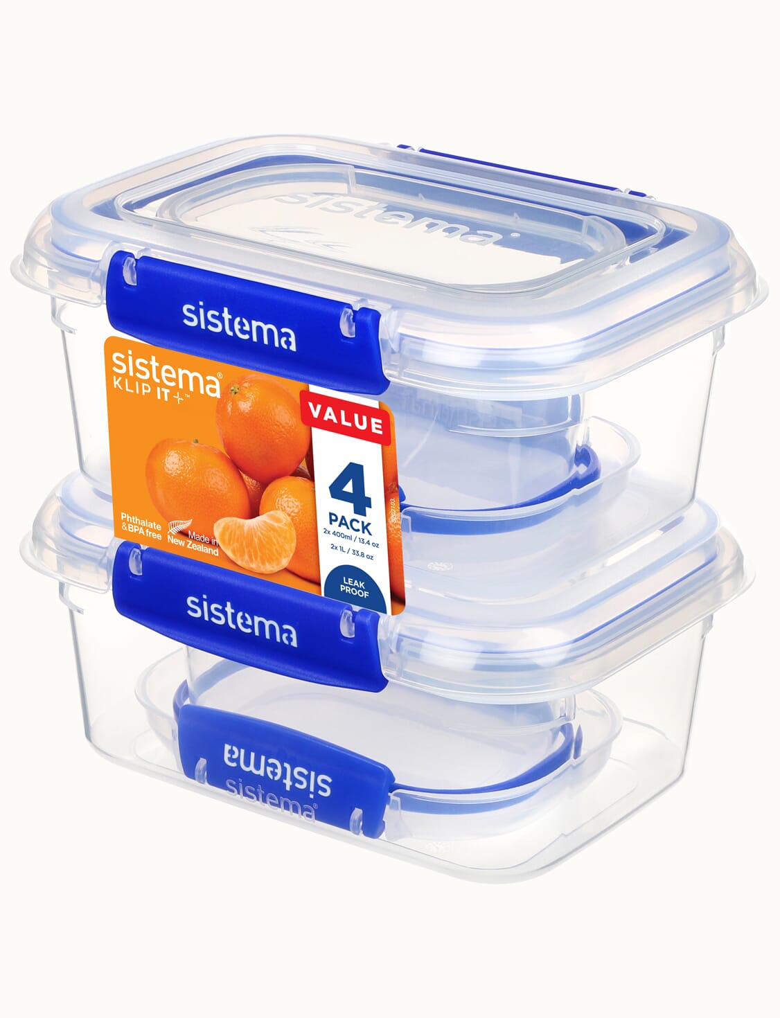 Sistema Lunch Stack to Go, Stackable Lunch Containers, 4-Pack