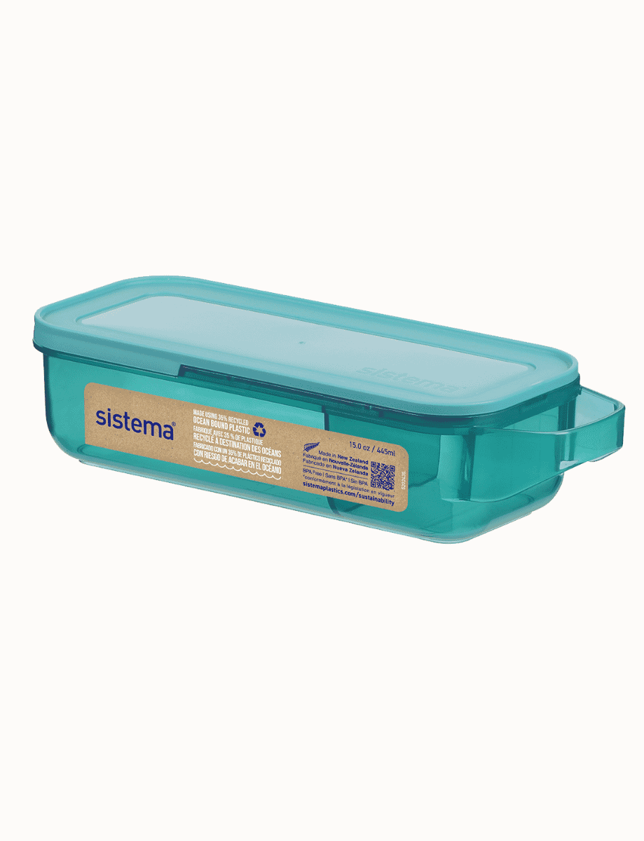 Sistema Bento Box To Go Lunch Box With Yoghurt/Fruit Pot 1.25 L Made Using  Recycled Plastic Recyclable With Terracycle Teal Stone